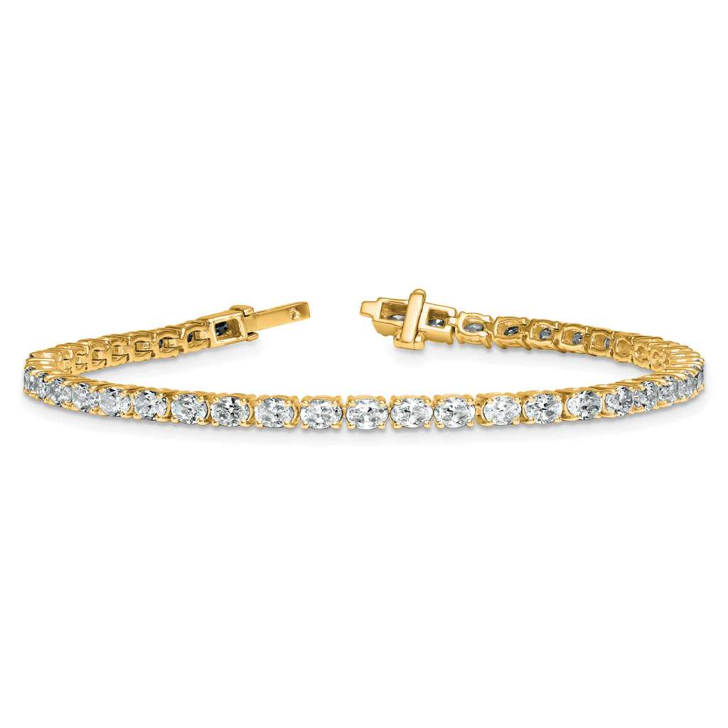 14k 5 carat Lab Grown Diamond VS+ F+ Complete Oval Tennis Bracelet - Sophia Jewelers