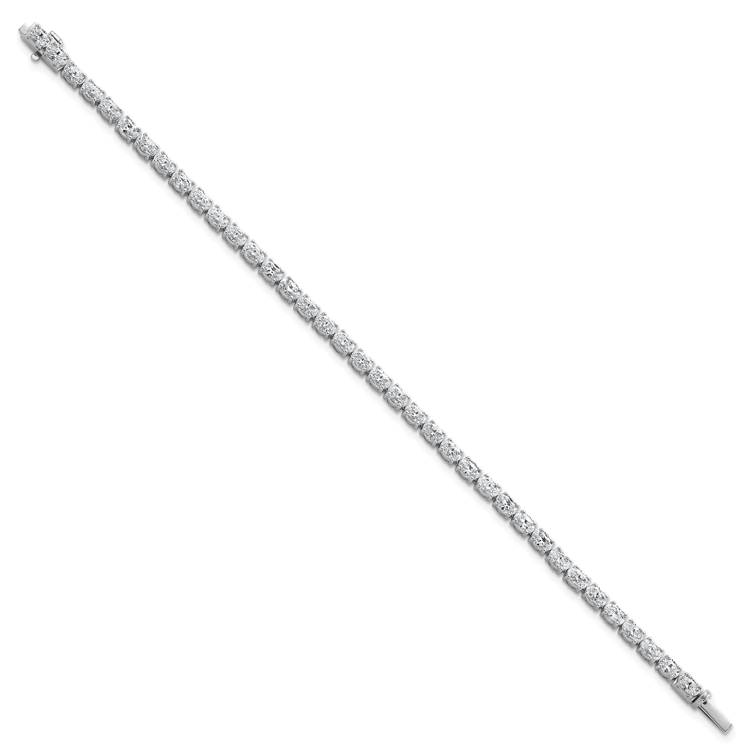 14k White Gold 7 carat Lab Grown Diamond VS+ F+ Complete Oval Tennis Bracelet - Sophia Jewelers