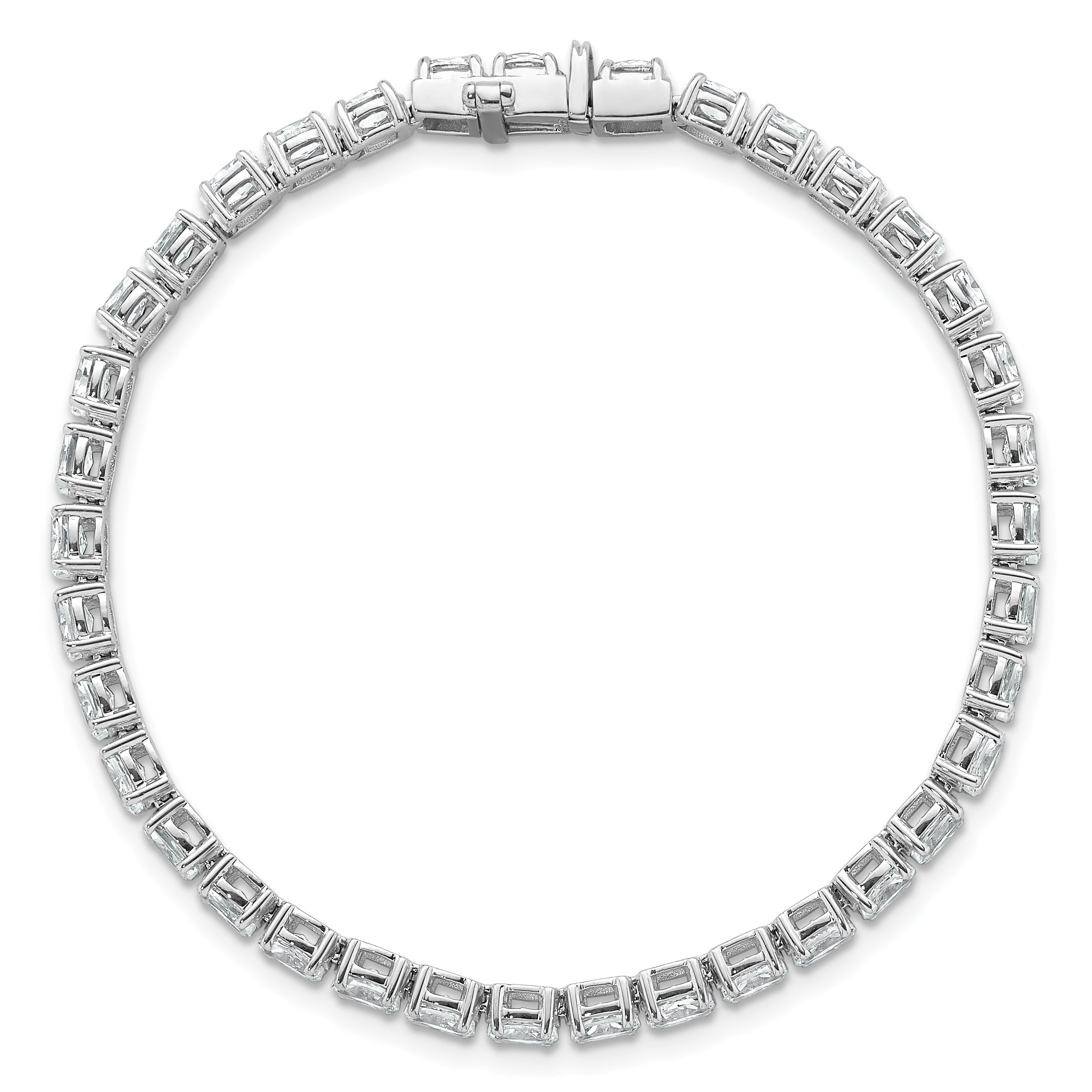 14k White Gold 7 carat Lab Grown Diamond VS/SI+ G+ Complete Oval Tennis Bracelet Secondary image