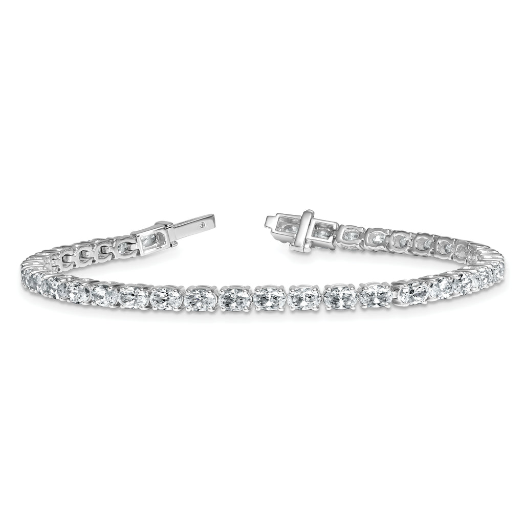 14k White Gold 7 carat Lab Grown Diamond VS+ F+ Complete Oval Tennis Bracelet - Sophia Jewelers