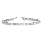 14k White Gold 7 carat Lab Grown Diamond VS+ F+ Complete Oval Tennis Bracelet - Sophia Jewelers