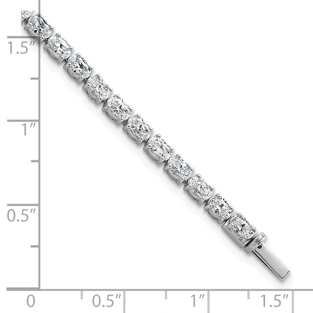 14k White Gold 7 carat Lab Grown Diamond VS/SI+ G+ Complete Oval Tennis Bracelet - Sophia Jewelers