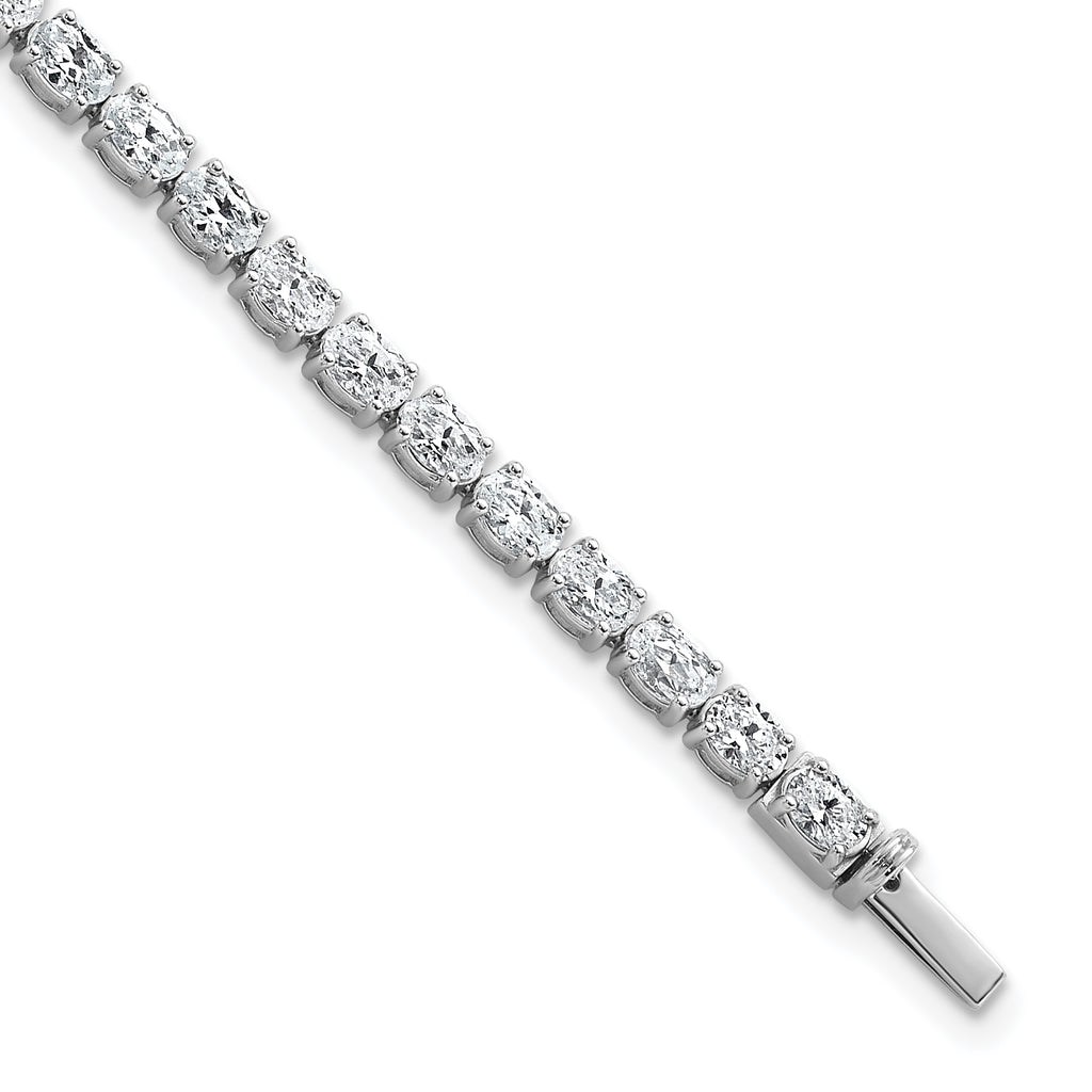 14k White Gold 7 carat Lab Grown Diamond VS+ F+ Complete Oval Tennis Bracelet - Sophia Jewelers