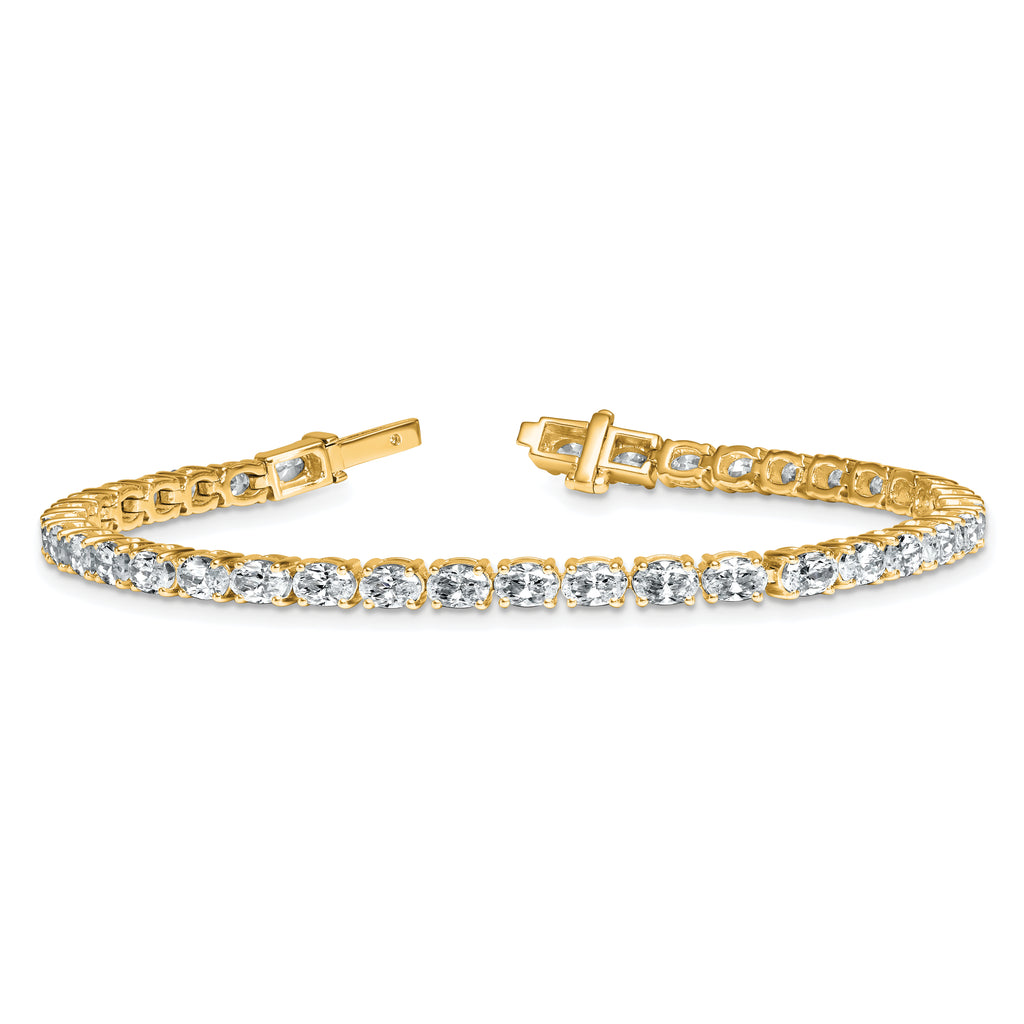 14k 7 carat Lab Grown Diamond VS/SI+ G+ Complete Oval Tennis Bracelet - Sophia Jewelers