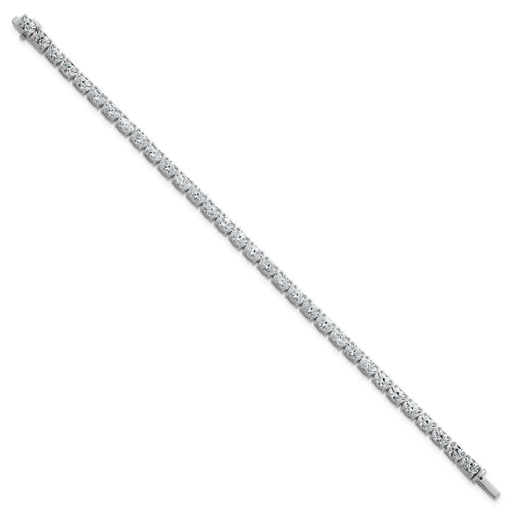 14k White Gold 9 7/8 carat Lab Grown Diamond VS+ F+ Complete Oval Tennis Bracelet - Sophia Jewelers