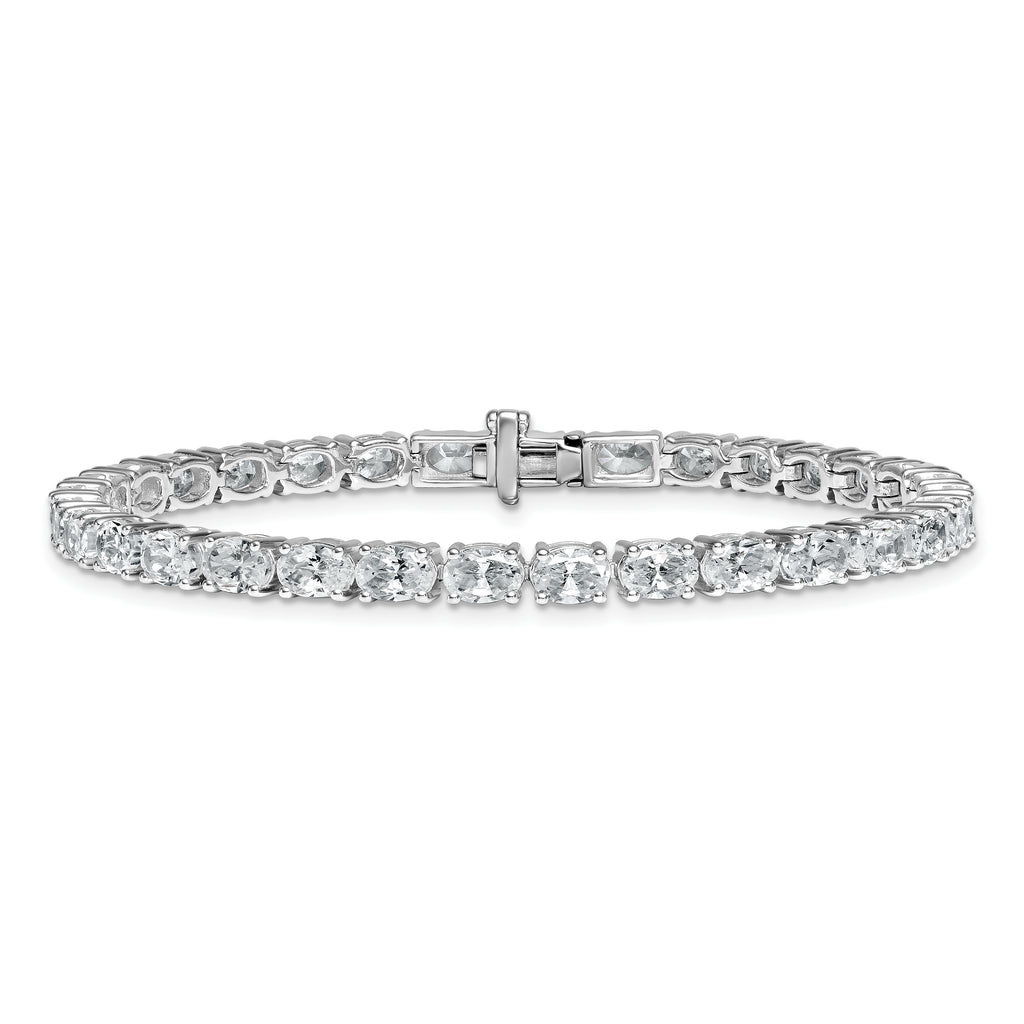 14k White Gold 9 7/8 carat Lab Grown Diamond VS/SI+ G+ Complete Oval Tennis Bracelet - Sophia Jewelers