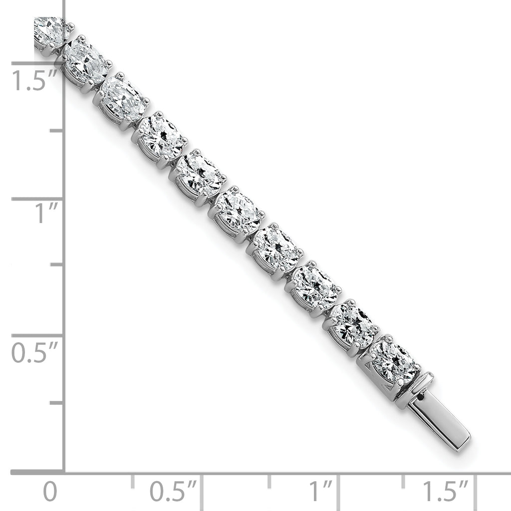 14k White Gold 9 7/8 carat Lab Grown Diamond VS/SI+ G+ Complete Oval Tennis Bracelet - Sophia Jewelers