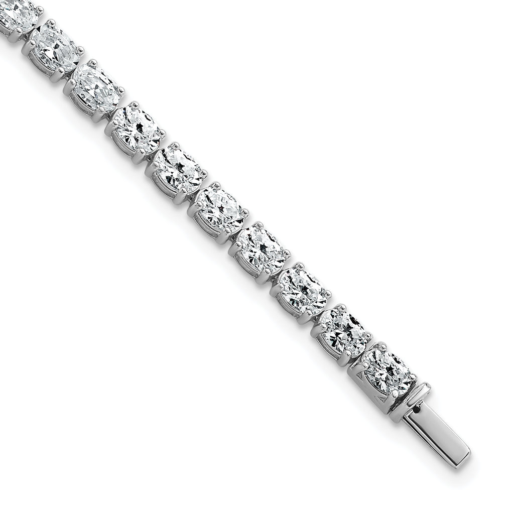 14k White Gold 9 7/8 carat Lab Grown Diamond VS/SI+ G+ Complete Oval Tennis Bracelet - Sophia Jewelers