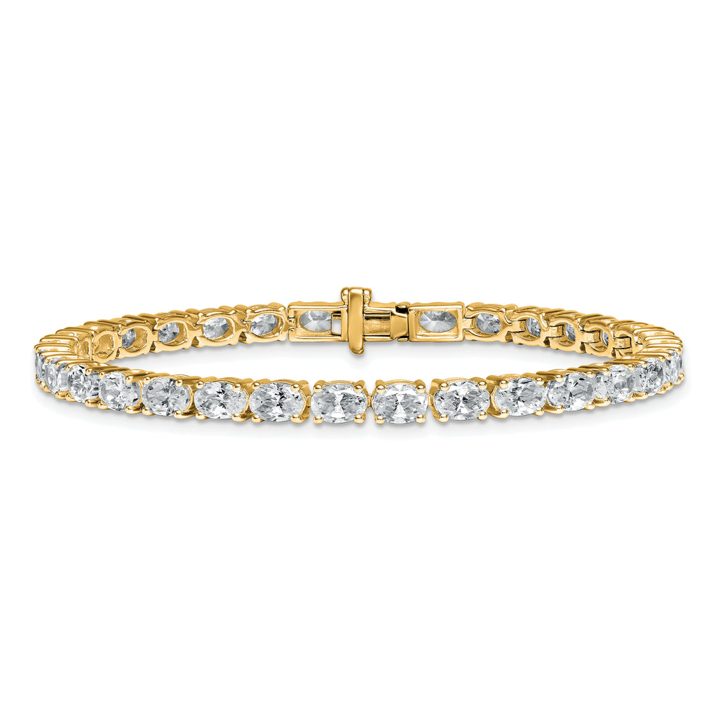 14k 9 7/8 carat Lab Grown Diamond VS/SI+ G+ Complete Oval Tennis Bracelet - Sophia Jewelers
