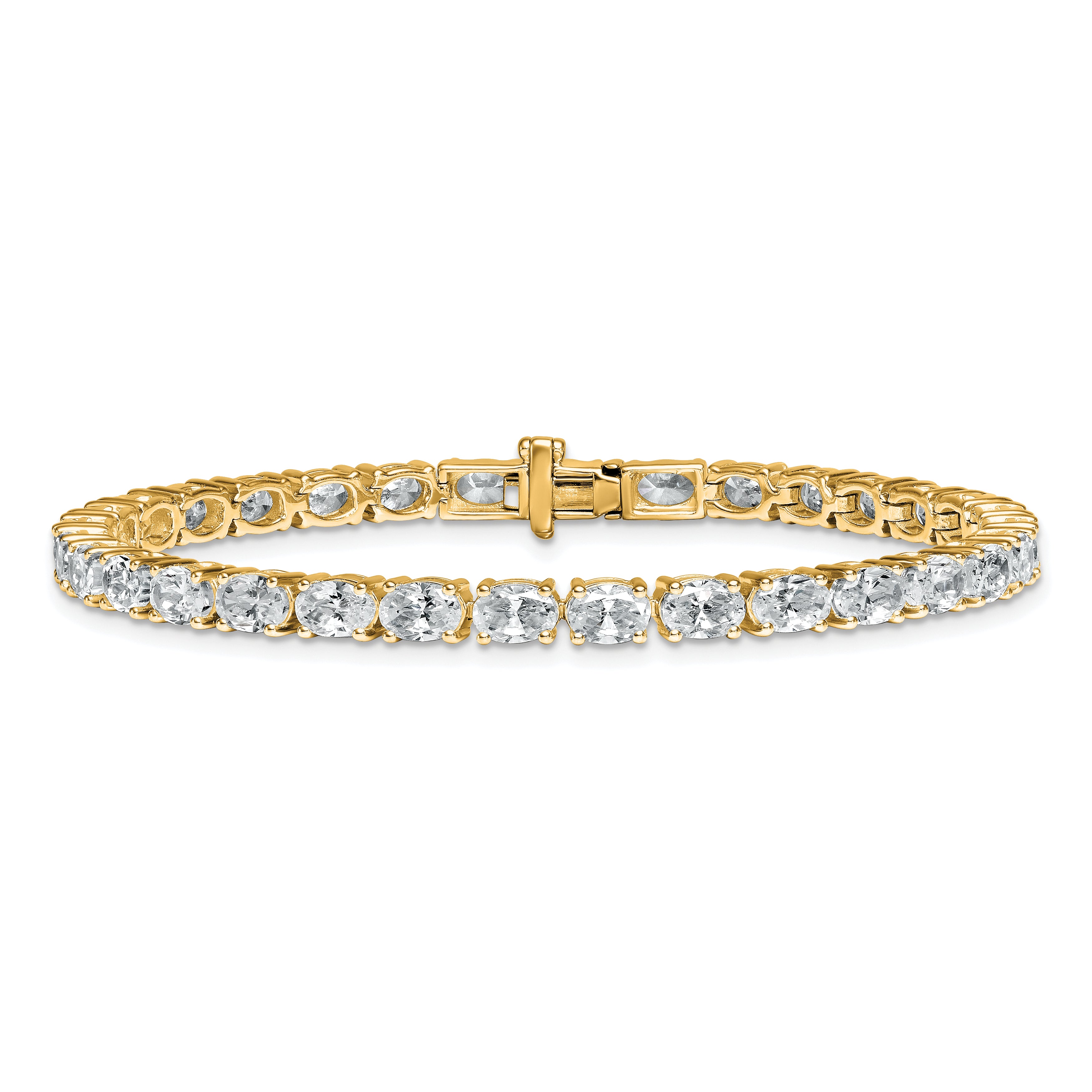 14k 9 7/8 carat Lab Grown Diamond VS/SI+ G+ Complete Oval Tennis Bracelet - Sophia Jewelers