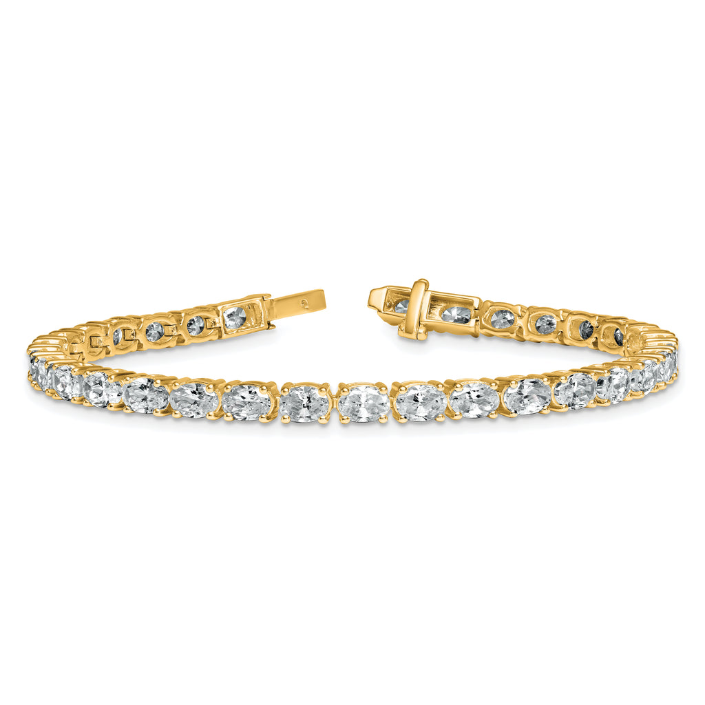14k 9 7/8 carat Lab Grown Diamond VS+ F+ Complete Oval Tennis Bracelet - Sophia Jewelers