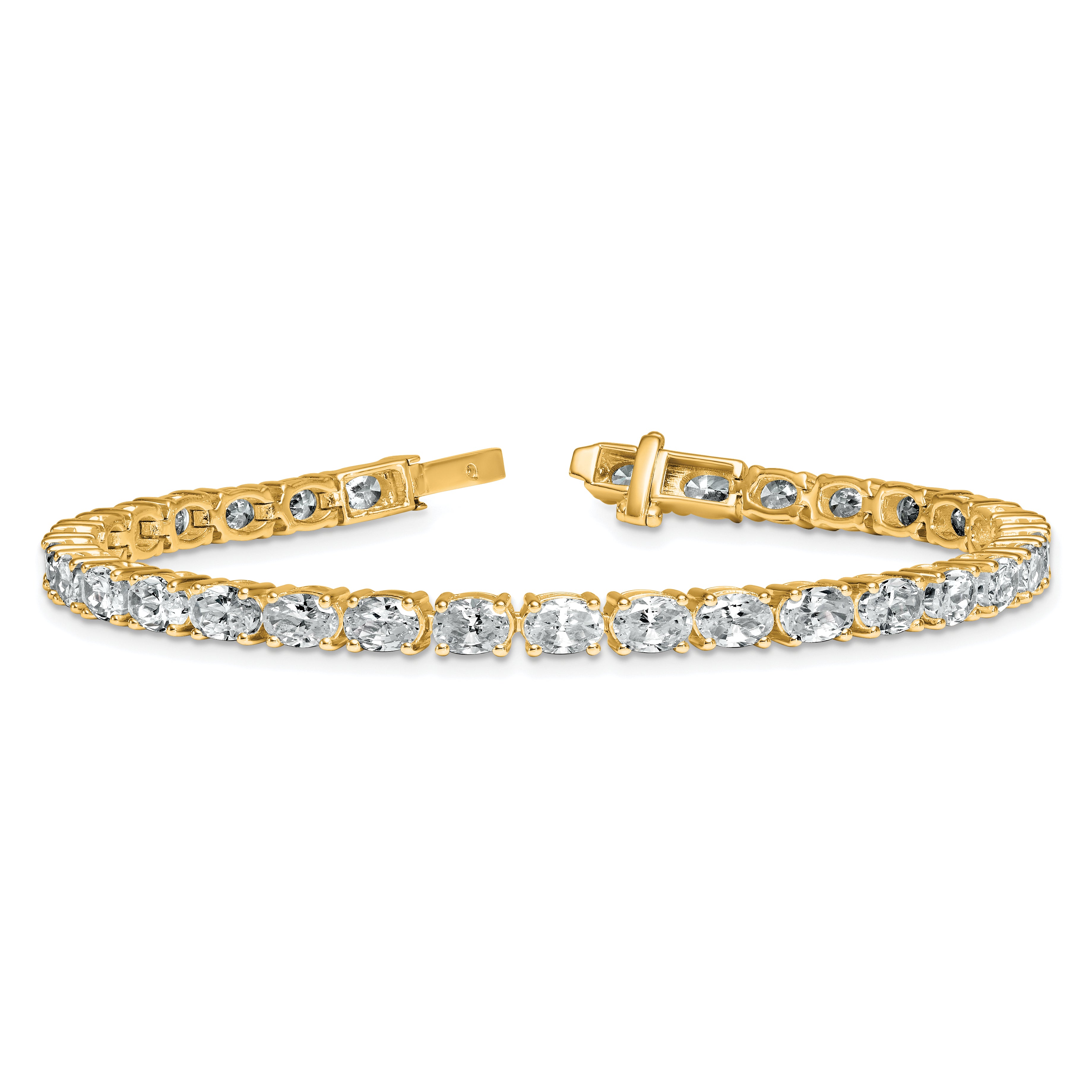 14k 9 7/8 carat Lab Grown Diamond VS+ F+ Complete Oval Tennis Bracelet - Sophia Jewelers