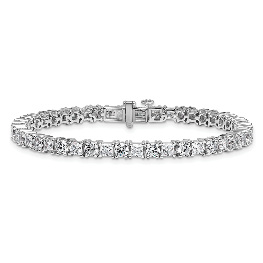14k White Gold 10 carat Lab Grown Diamond VS/SI+ G+ Complete Princess and Round Tennis Bracelet - Sophia Jewelers