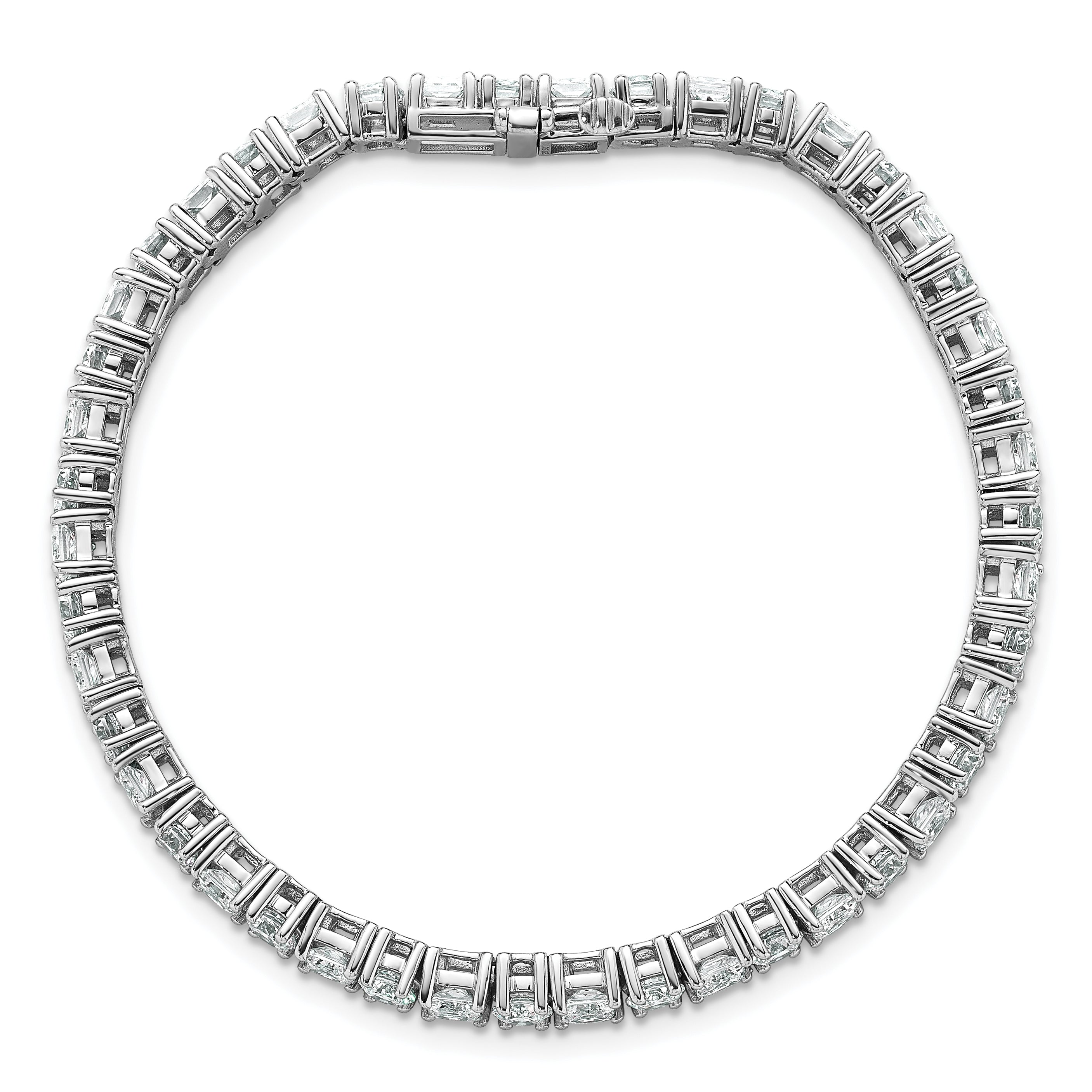 14k White Gold 10 carat Lab Grown Diamond VS+ F+ Complete Princess and Round Tennis Bracelet - Sophia Jewelers