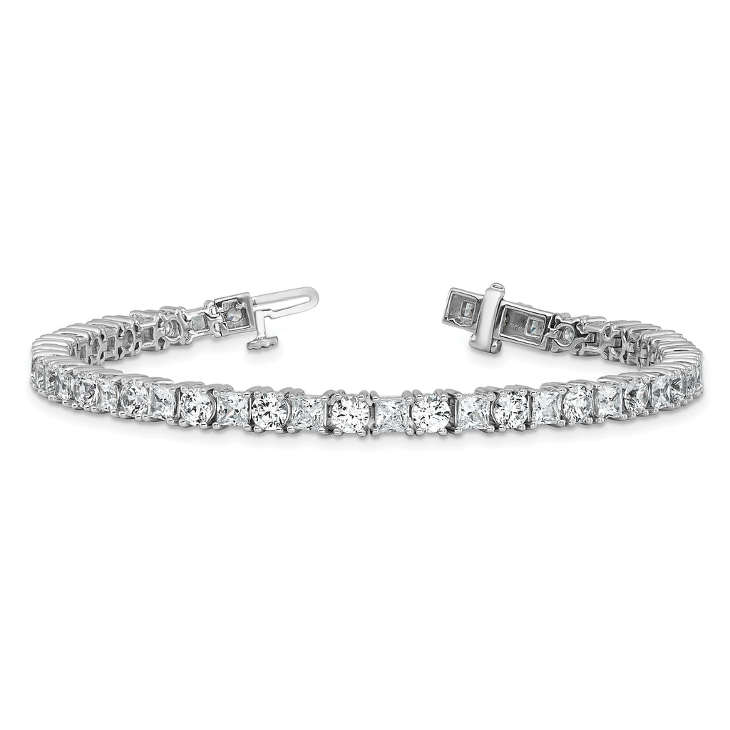 14k White Gold 10 carat Lab Grown Diamond VS/SI+ G+ Complete Princess and Round Tennis Bracelet - Sophia Jewelers