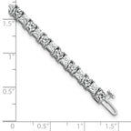 14k White Gold 10 carat Lab Grown Diamond VS+ F+ Complete Princess and Round Tennis Bracelet - Sophia Jewelers