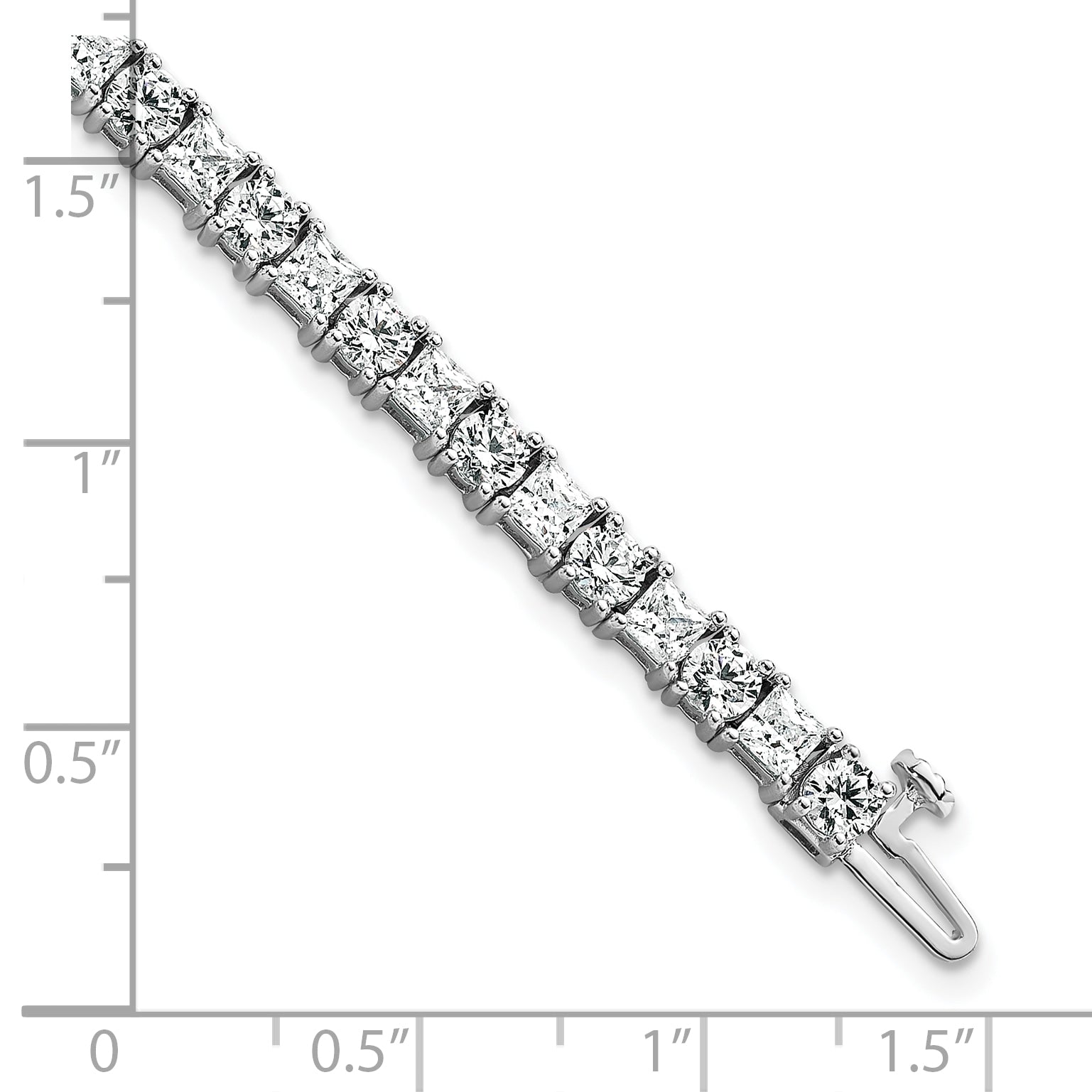 14k White Gold 10 carat Lab Grown Diamond VS+ F+ Complete Princess and Round Tennis Bracelet - Sophia Jewelers
