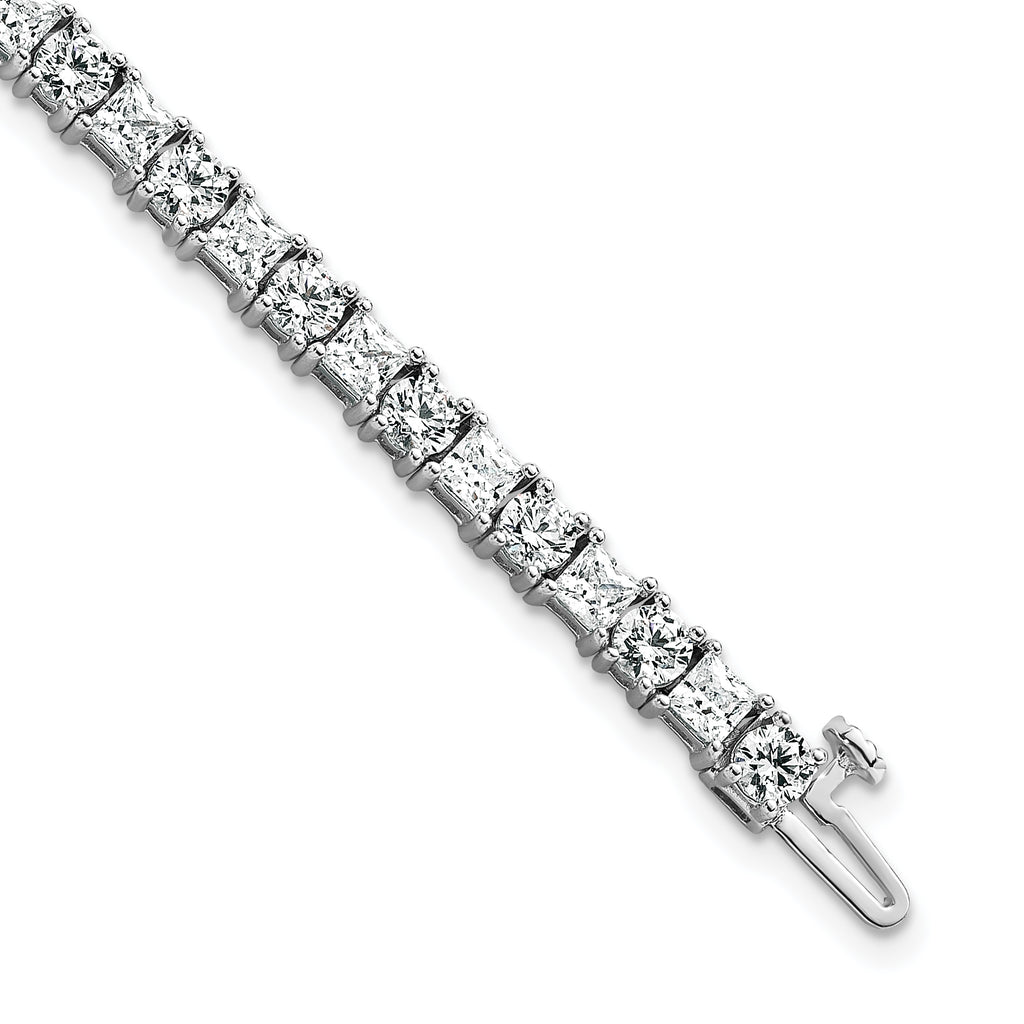14k White Gold 10 carat Lab Grown Diamond VS/SI+ G+ Complete Princess and Round Tennis Bracelet - Sophia Jewelers