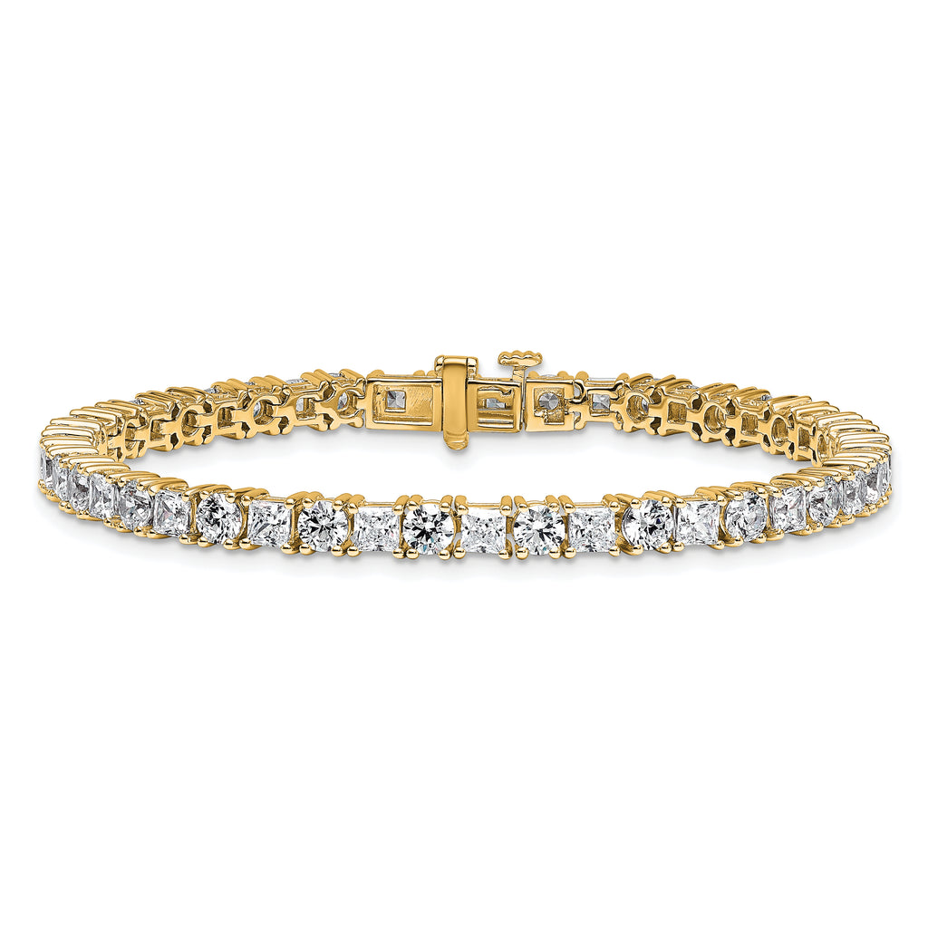 14k 10 carat Lab Grown Diamond VS/SI+ G+ Complete Princess and Round Tennis Bracelet - Sophia Jewelers