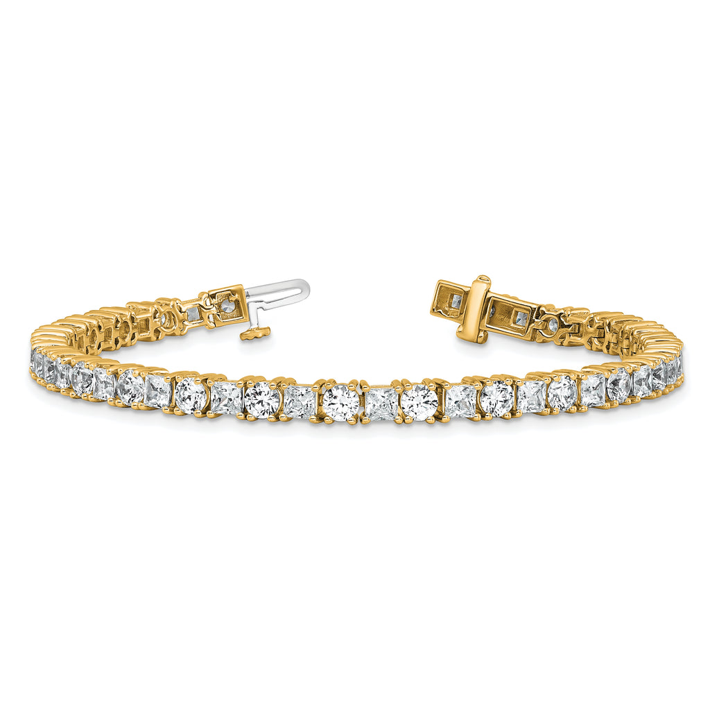 14k 10 carat Lab Grown Diamond VS/SI+ G+ Complete Princess and Round Tennis Bracelet - Sophia Jewelers