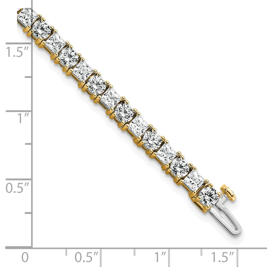 14k 10 carat Lab Grown Diamond VS+ F+ Complete Princess and Round Tennis Bracelet - Sophia Jewelers