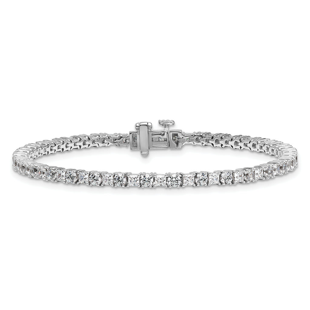 14k White Gold 5 carat Lab Grown Diamond VS+ F+ Complete Princess and Round Tennis Bracelet - Sophia Jewelers