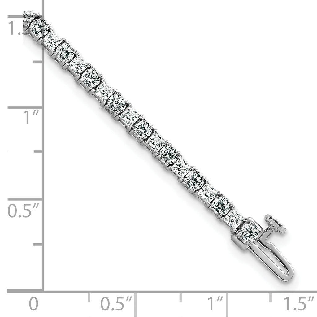 14k White Gold 5 carat Lab Grown Diamond VS+ F+ Complete Princess and Round Tennis Bracelet - Sophia Jewelers