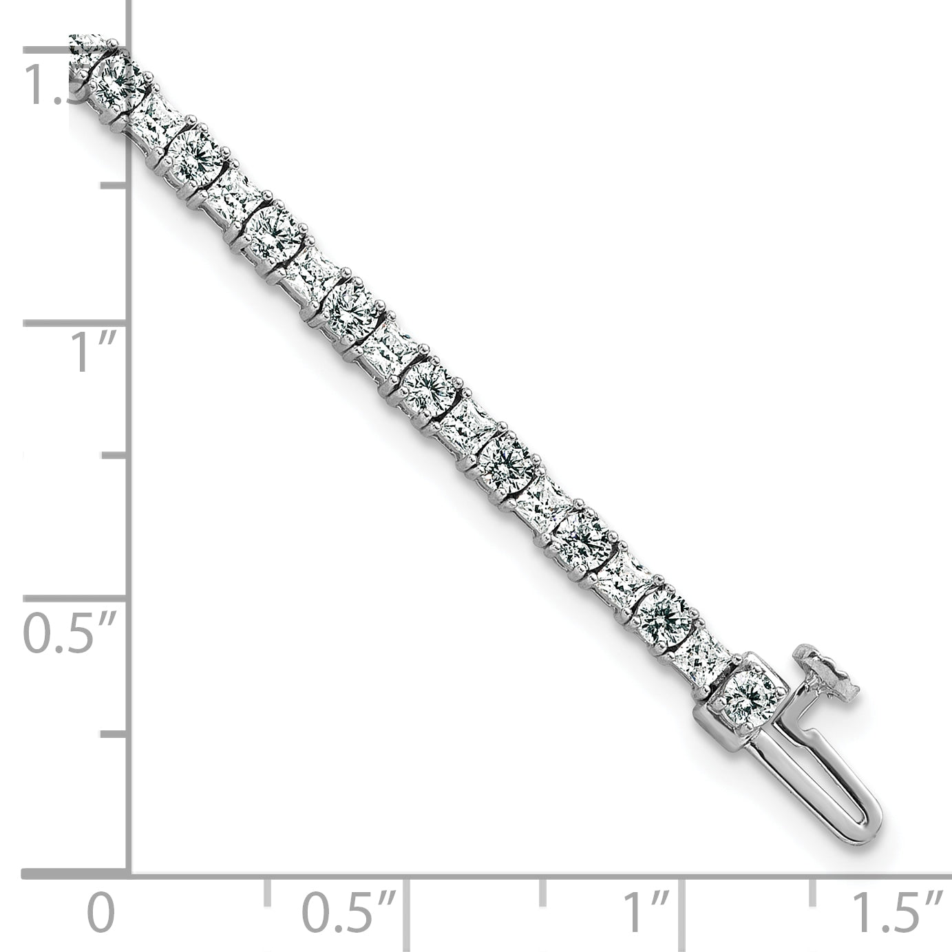 14k White Gold 5 carat Lab Grown Diamond VS/SI+ G+ Complete Princess and Round Tennis Bracelet - Sophia Jewelers
