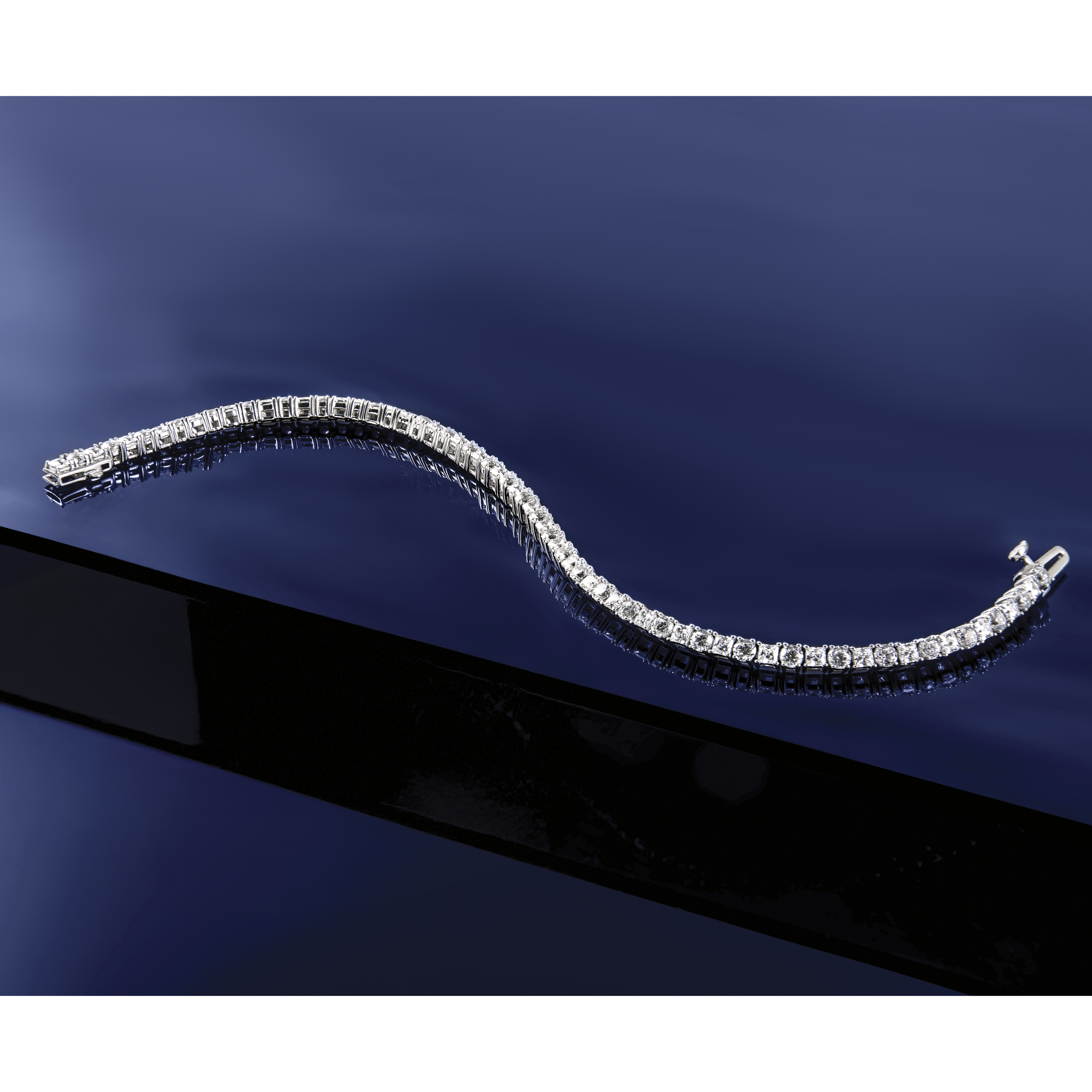 14k White Gold 5 carat Lab Grown Diamond VS+ F+ Complete Princess and Round Tennis Bracelet - Sophia Jewelers