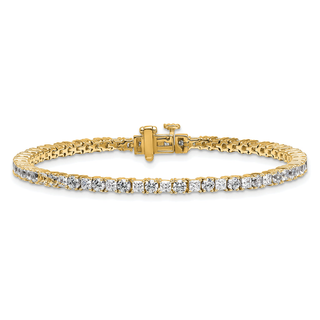 14k 5 carat Lab Grown Diamond VS/SI+ G+ Complete Princess and Round Tennis Bracelet - Sophia Jewelers