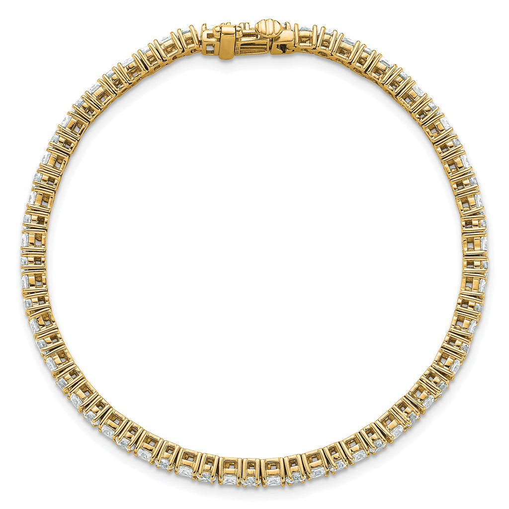 14k 5 carat Lab Grown Diamond VS+ F+ Complete Princess and Round Tennis Bracelet - Sophia Jewelers