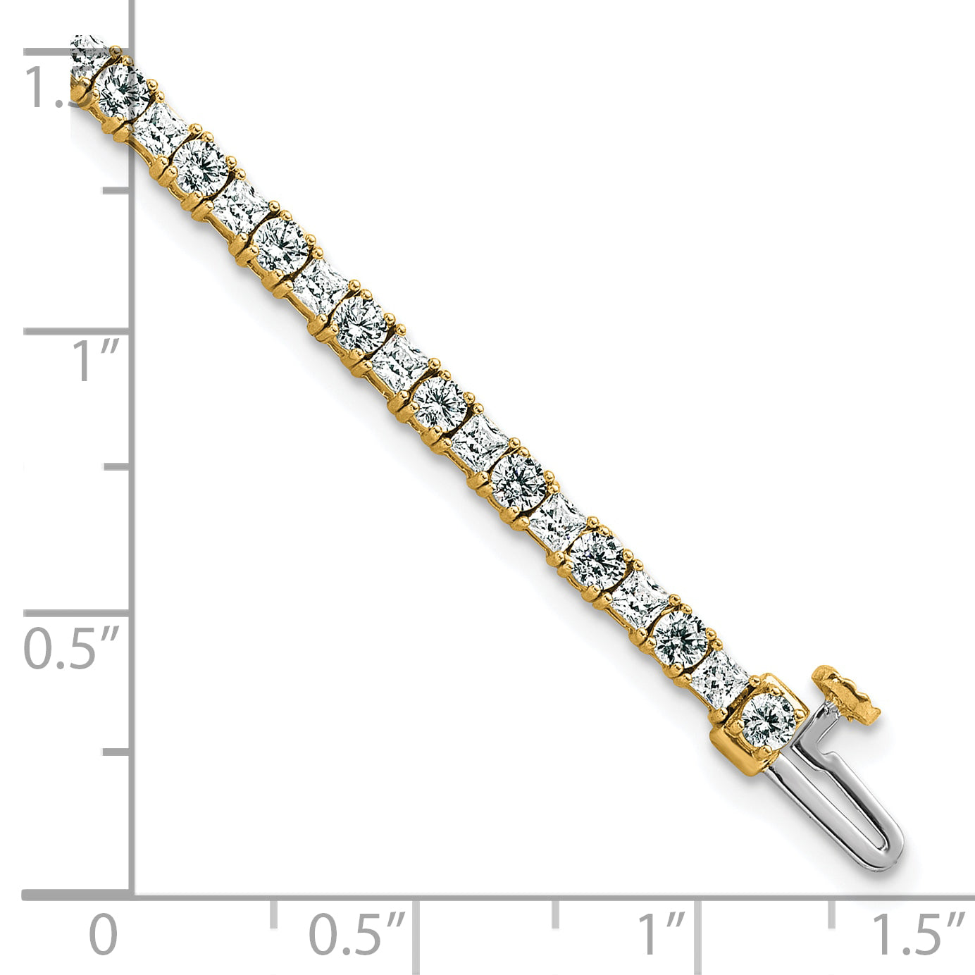 14k 5 carat Lab Grown Diamond VS/SI+ G+ Complete Princess and Round Tennis Bracelet - Sophia Jewelers
