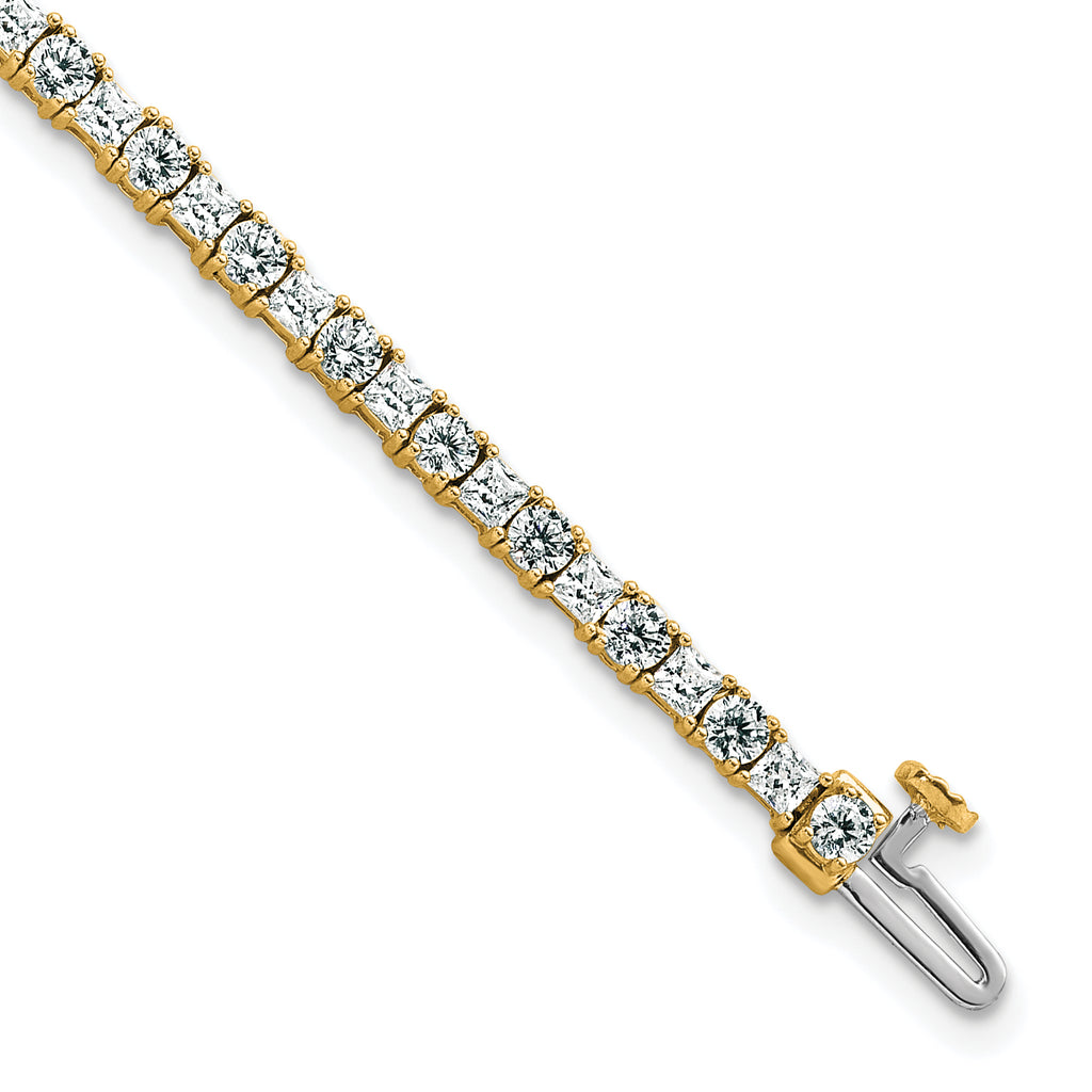 14k 5 carat Lab Grown Diamond VS+ F+ Complete Princess and Round Tennis Bracelet - Sophia Jewelers