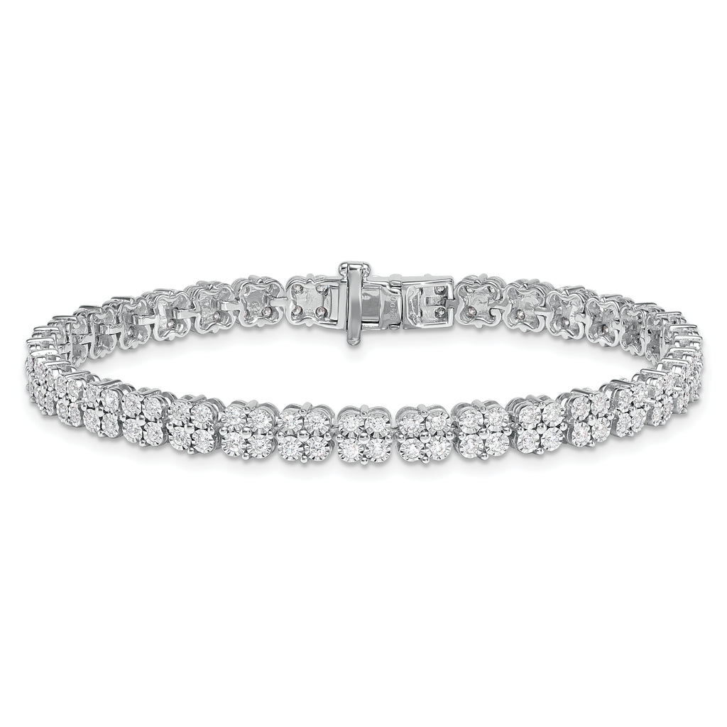 Sterling Silver Rhodium-Plated 2 carat Lab Grown Diamond VS/SI+ G+ Complete Fashion Tennis Bracelet