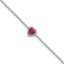 14k White Gold 1/20 carat Lab Grown Diamond VS+ F+ and Natural Ruby with 1 inch extension Halo Heart Fashion Link Bracelet