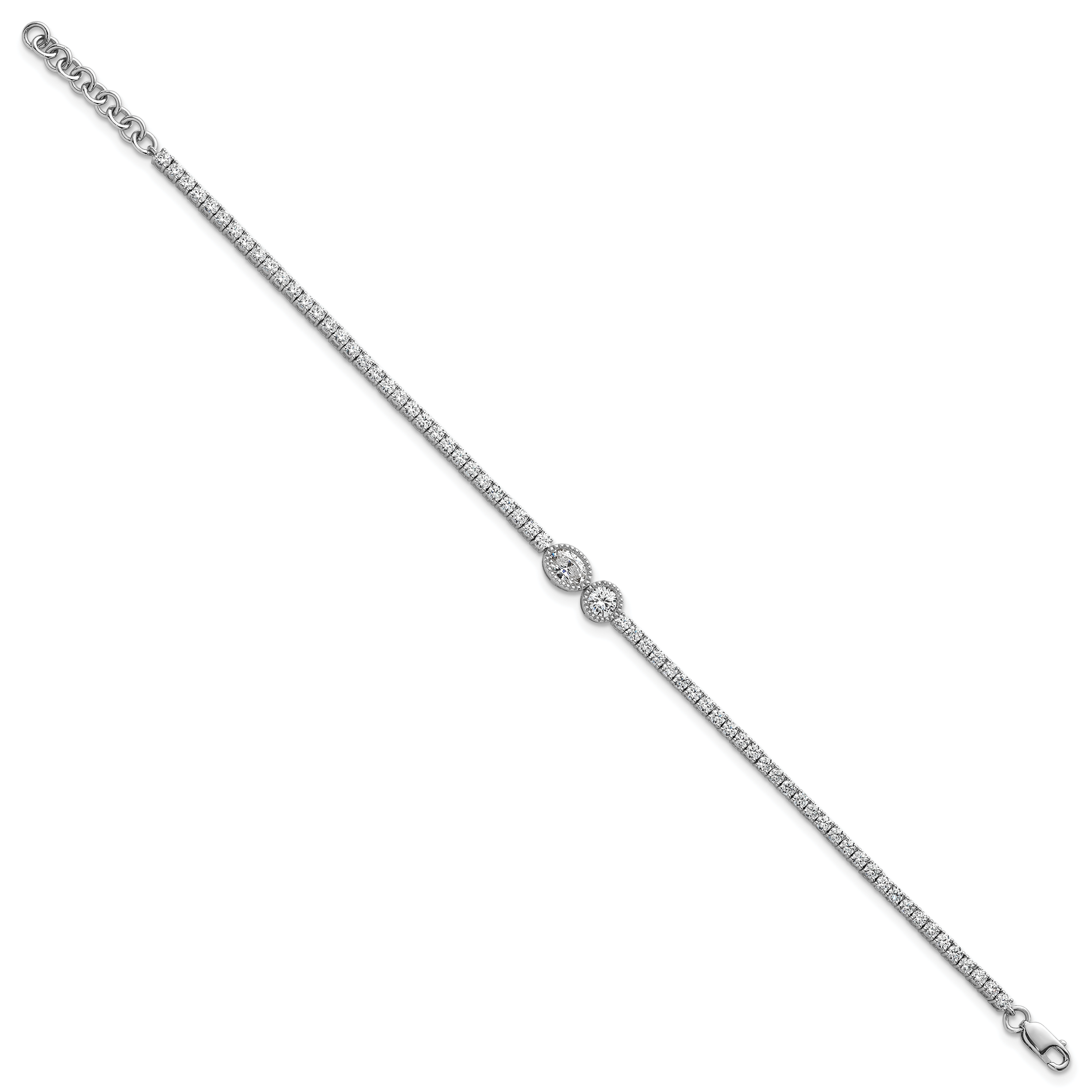 14k White Gold 2 7/8 carat Lab Grown Diamond VS+ F+ Complete Fashion Tennis Bracelet