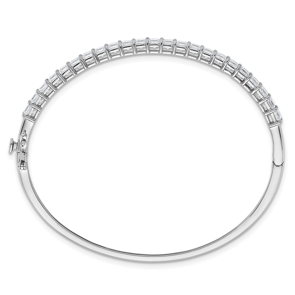 14k White Gold 4 1/6 carat Lab Grown Diamond VS+ F+ Complete Hinged Bangle