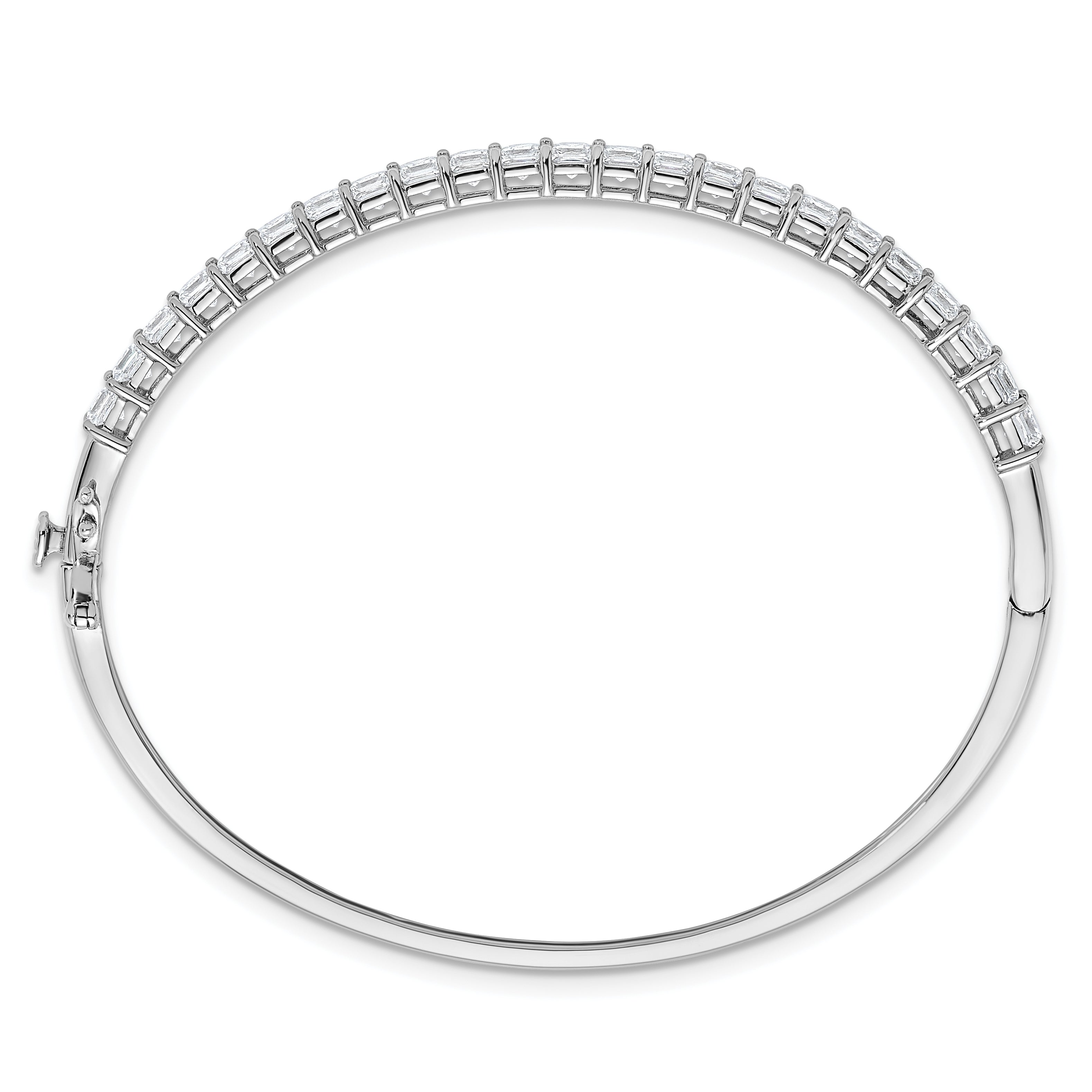 14k White Gold 4 1/6 carat Lab Grown Diamond VS+ F+ Complete Hinged Bangle