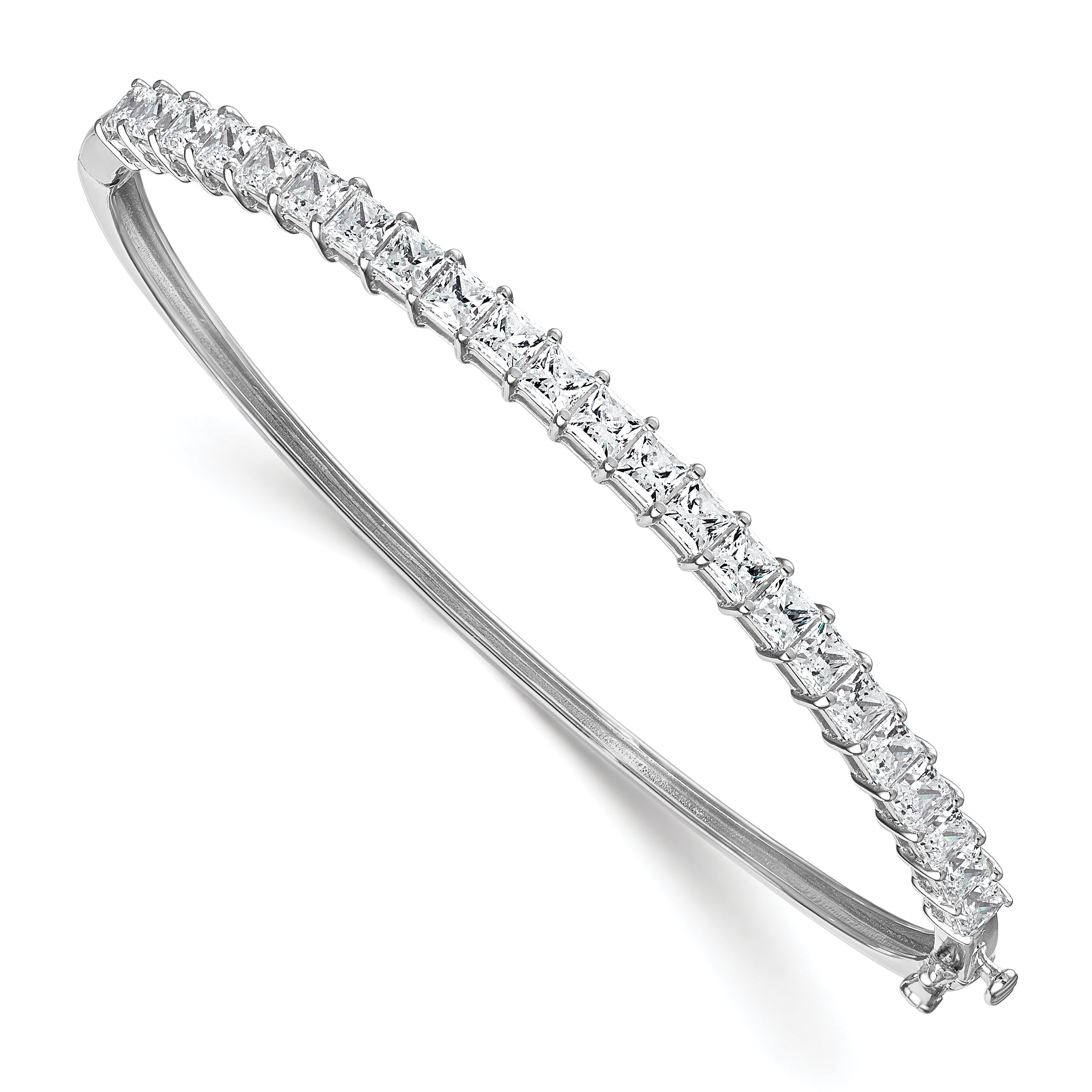 14k White Gold 4 1/6 carat Lab Grown Diamond VS+ F+ Complete Hinged Bangle Main image