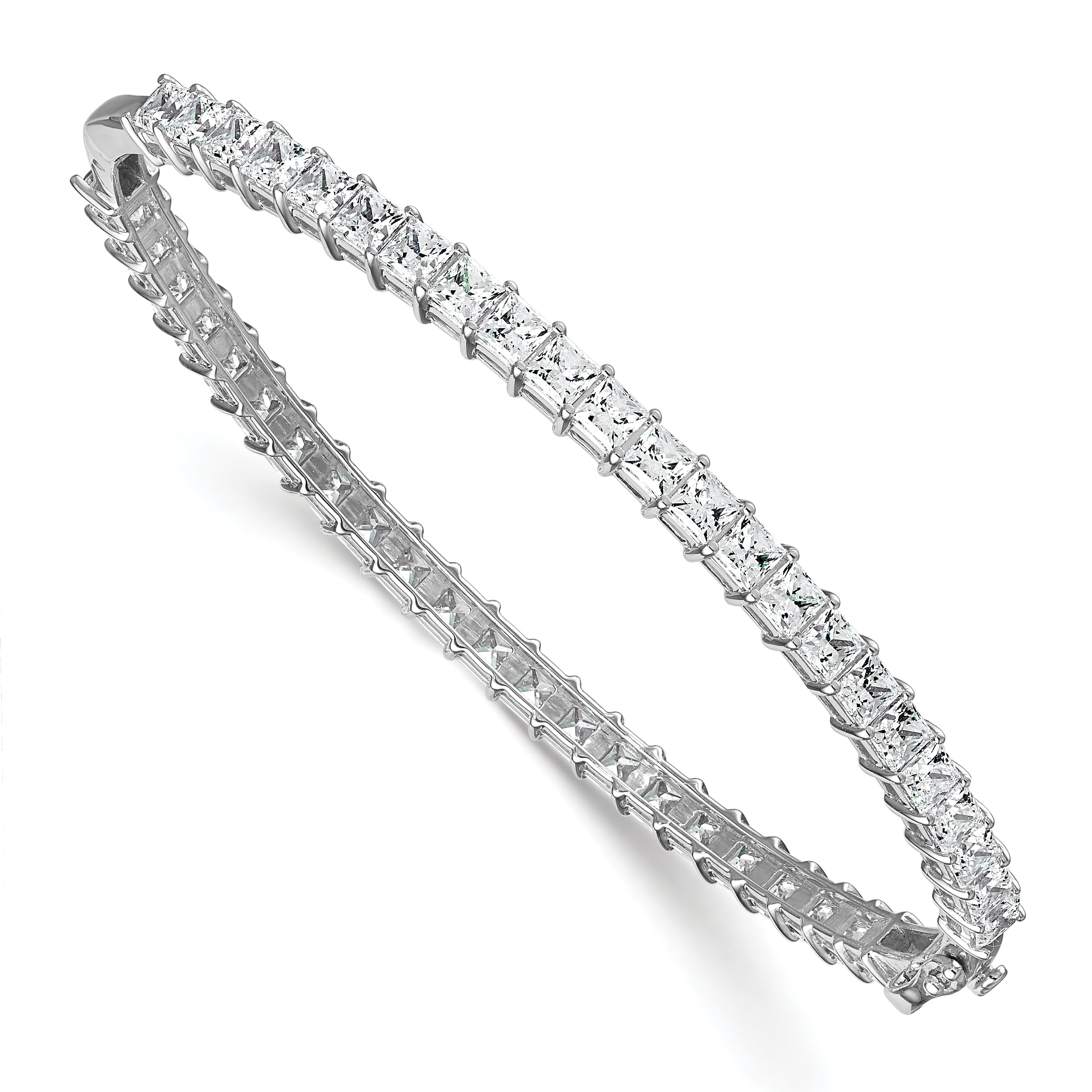14k White Gold 8 1/3 carat Lab Grown Diamond VS+ F+ Complete Hinged Bangle Main image