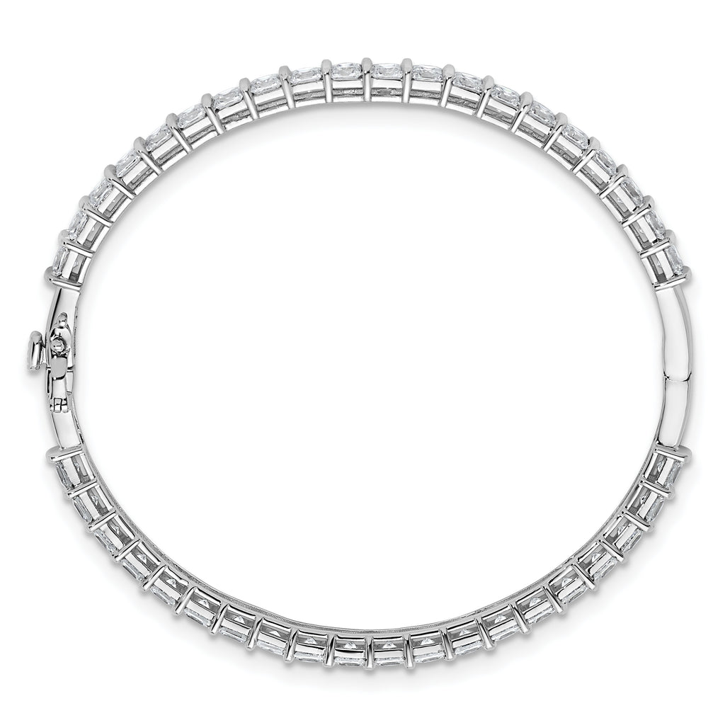 14k White Gold 7 1/4 carat Lab Grown Diamond VS+ F+ Complete Hinged Bangle