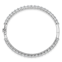 14k White Gold 7 1/4 carat Lab Grown Diamond VS+ F+ Complete Hinged Bangle