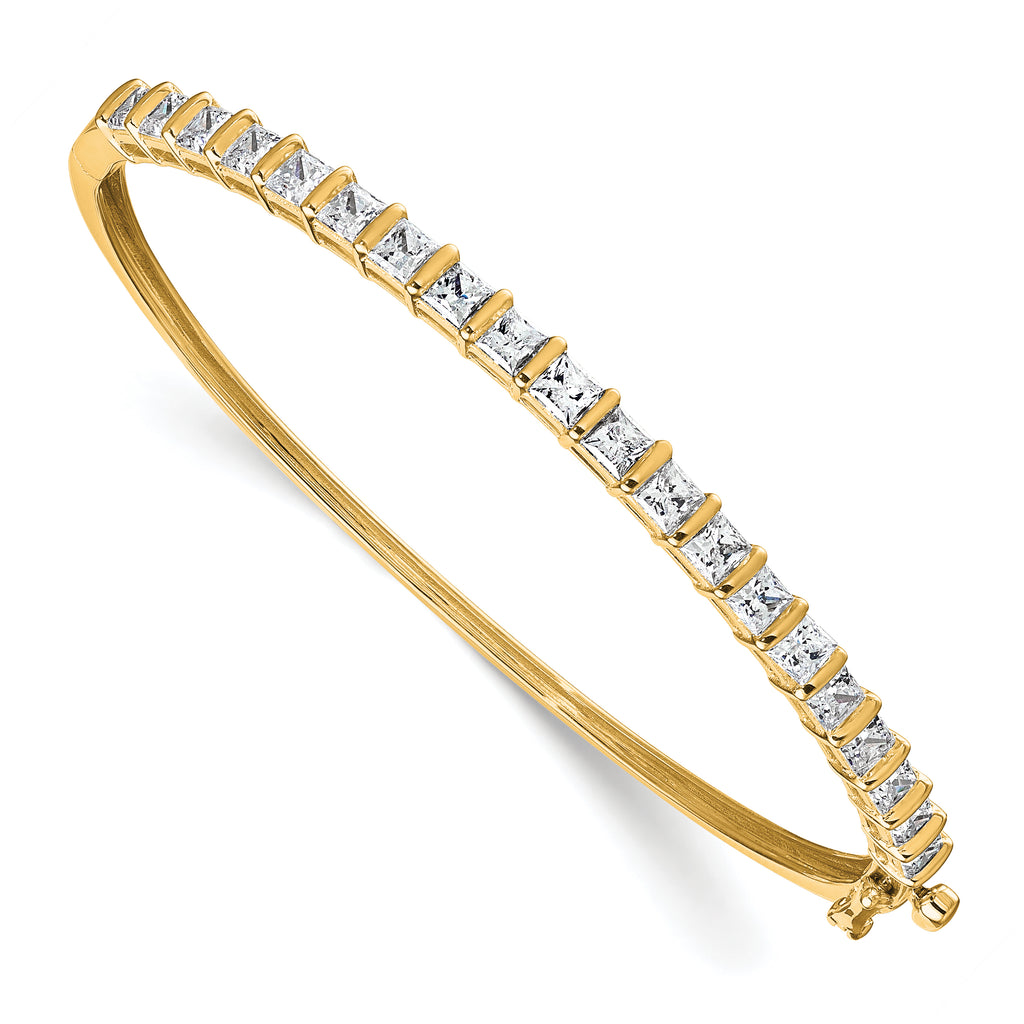 14k 3 5/8 carat Lab Grown Diamond VS+ F+ Complete Hinged Bangle