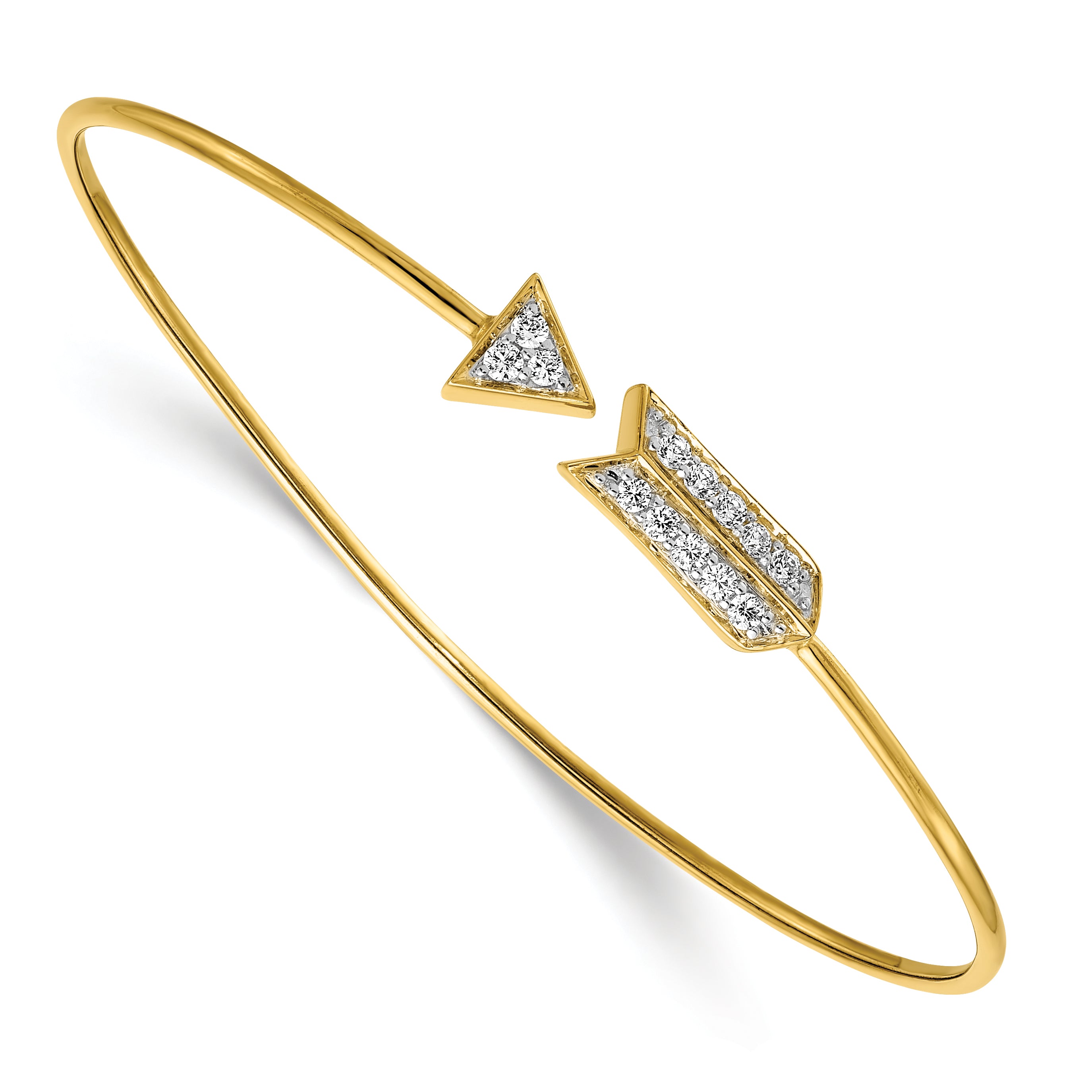 14k Polished Complete 1/3 carat Diamond Arrow Flexible Bangle Bracelet Main image