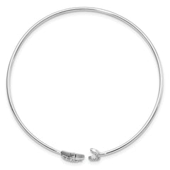 14k White Gold Complete 1/4 carat Diamond Moon and Star Flexible Cuff Bangle Bracelet
