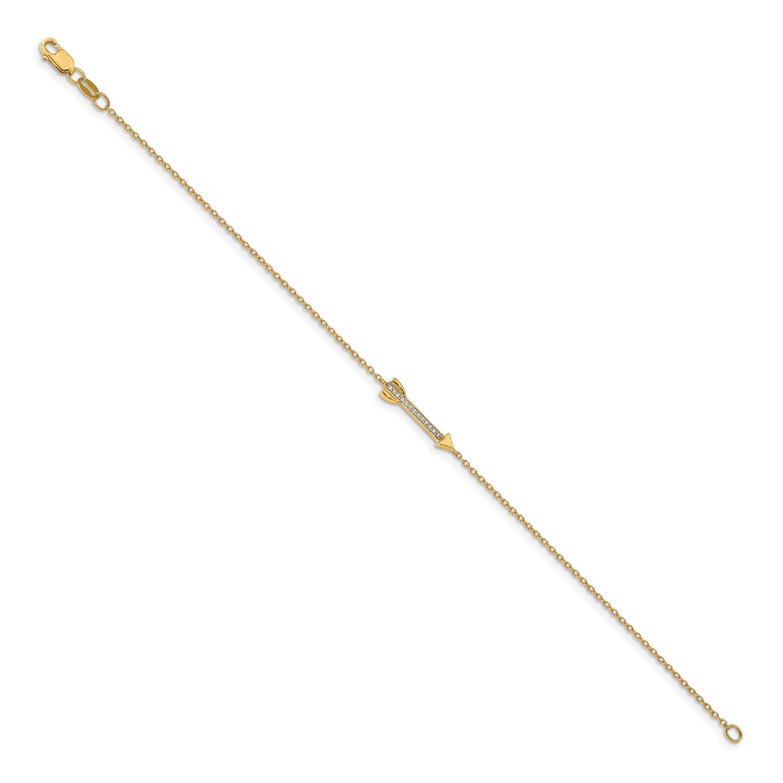 14k Complete 1/20 carat Diamond Arrow Bracelet