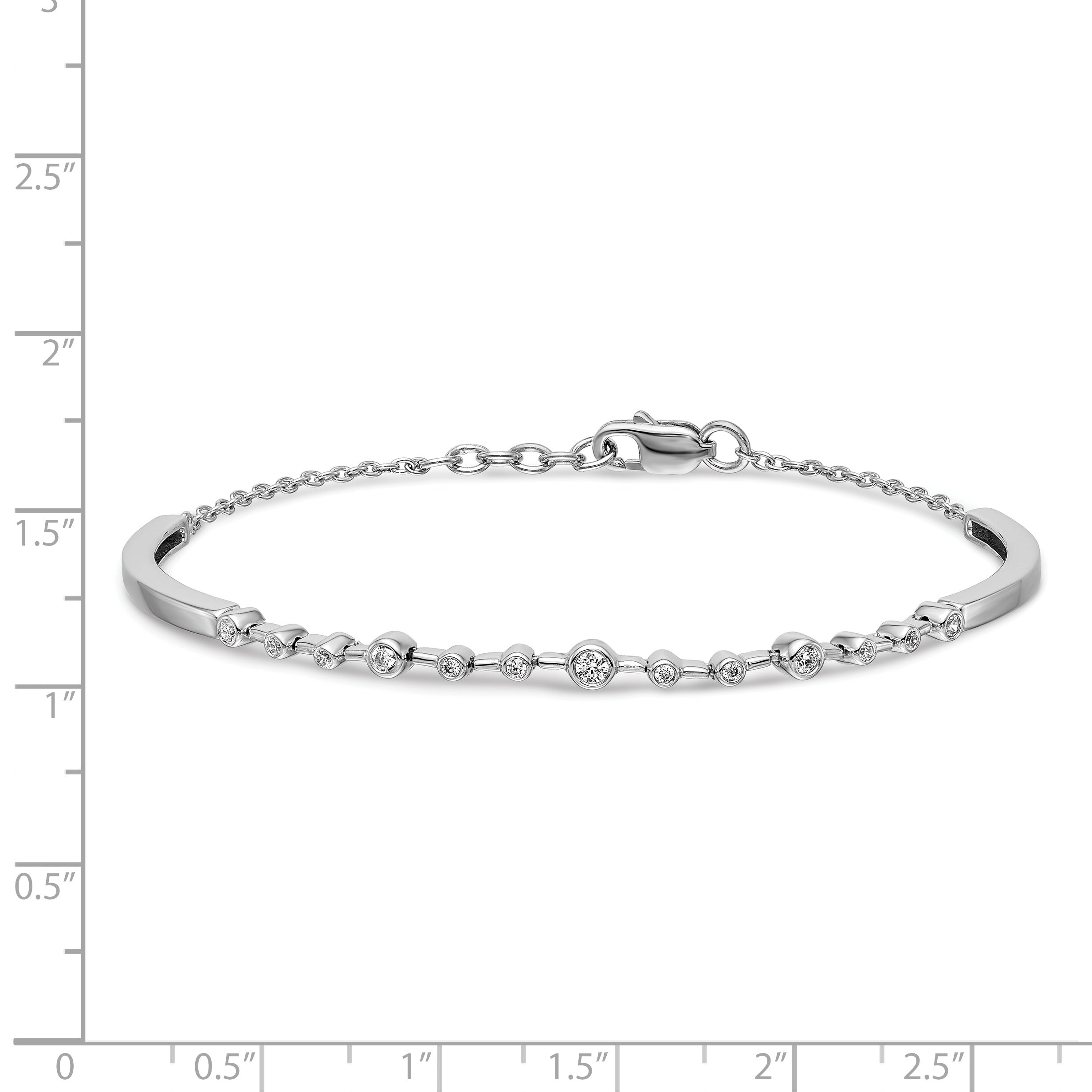14k White Gold Complete 1/4 carat Diamond Half-Bangle 6.75 inch Bracelet with 0.5 inch Extender