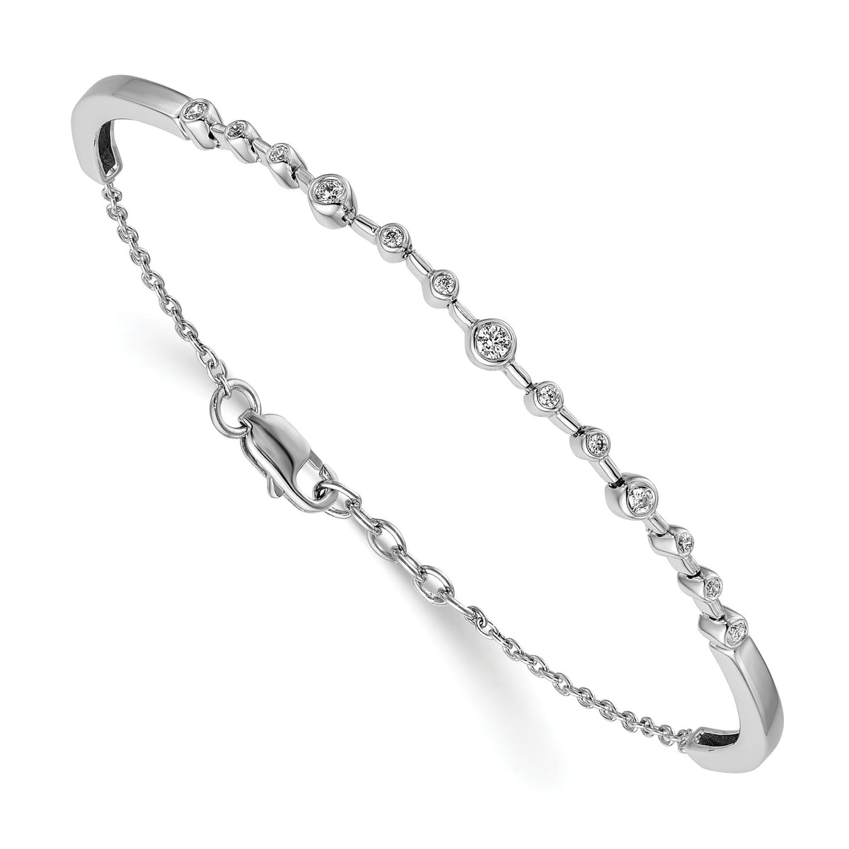 Diamond Half-Bangle Bracelet in 14K White Gold, 3mm (1/4 ct. tw.), 6.8 Inch - Sophia Jewelers Main image