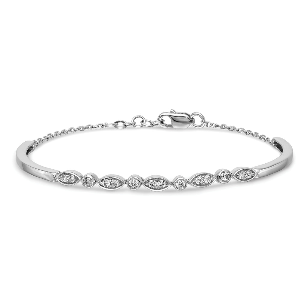 Women's 14K White Gold 1/2 ct Lab-Grown Diamond Solid Bangle