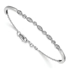 14k White Gold Complete 1/2 carat Diamond Half-Bangle 6.75 inch Bracelet with 0.5 inch Extender - Sophia Jewelers